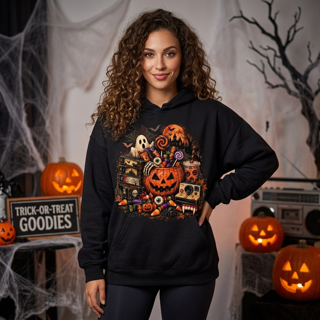 Retro Spooky Halloween Nostalgia T-shirt Sweatshirt Hoodie – Vintage 90s Horror Fan Gift - mockup 1