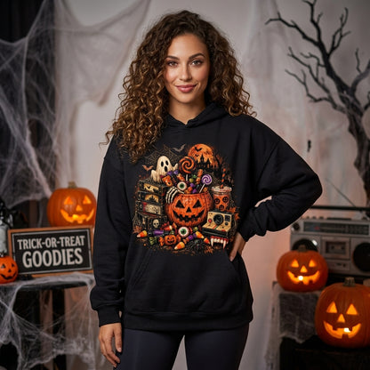 Retro Spooky Halloween Nostalgia T-shirt Sweatshirt Hoodie – Vintage 90s Horror Fan Gift - mockup 1