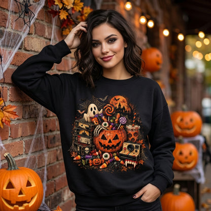Retro Spooky Halloween Nostalgia T-shirt Sweatshirt Hoodie – Vintage 90s Horror Fan Gift - mockup 2