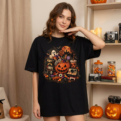 Retro Spooky Halloween Nostalgia T-shirt Sweatshirt Hoodie – Vintage 90s Horror Fan Gift - mockup 3