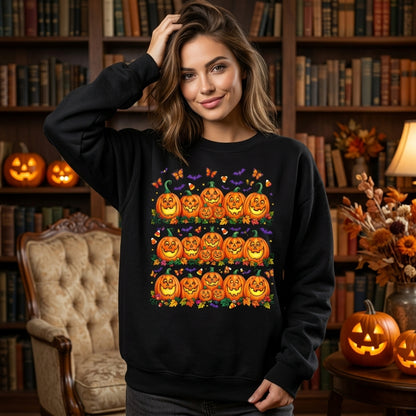 Cute Halloween Jack O' Lantern Pumpkins T-shirt Sweatshirt Hoodie – Fall Season Gift - mockup 2