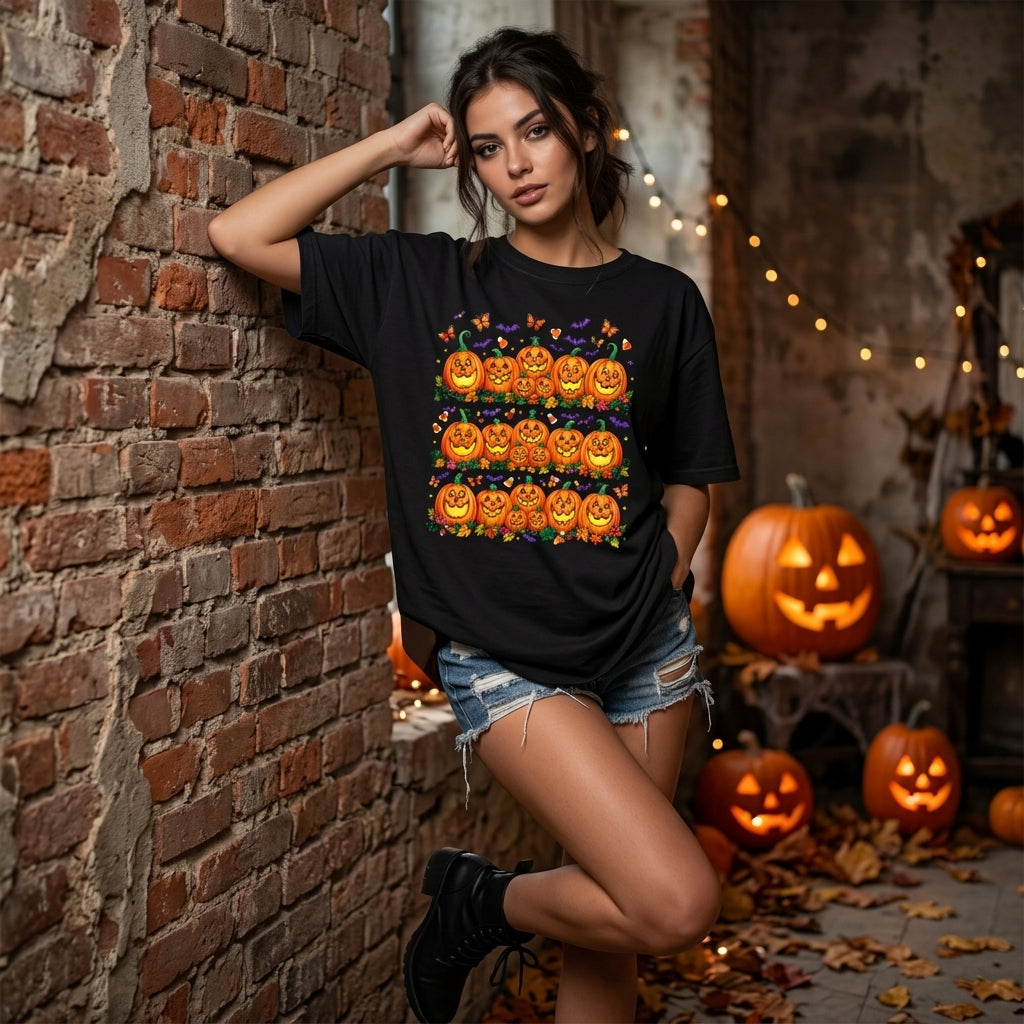 Cute Halloween Jack O' Lantern Pumpkins T-shirt Sweatshirt Hoodie – Fall Season Gift - mockup 3