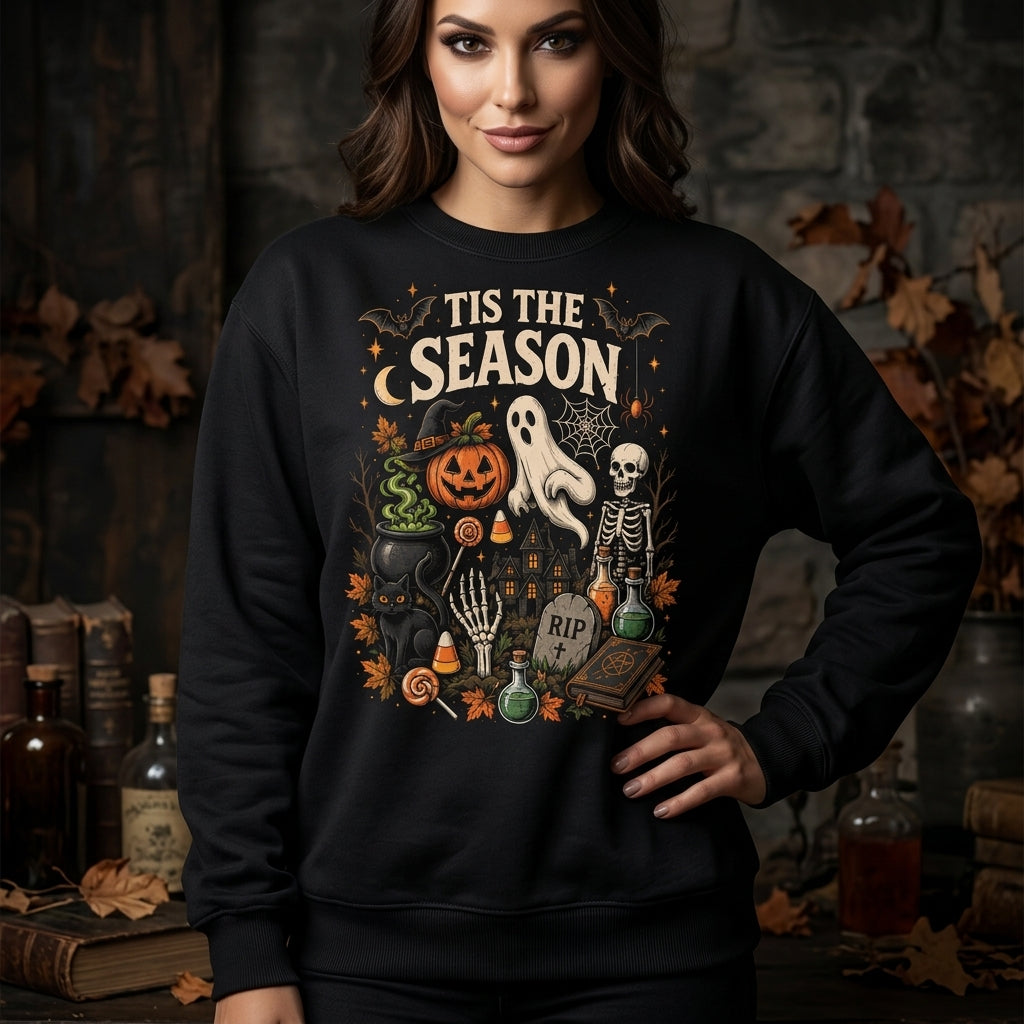 Tis The Season Halloween Graphic T-shirt Sweatshirt Hoodie – Spooky Season Gift - mockup 1