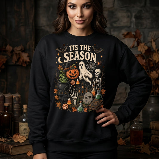 Tis The Season Halloween Graphic T-shirt Sweatshirt Hoodie – Spooky Season Gift - mockup 1