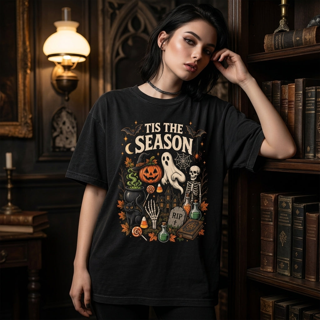 Tis The Season Halloween Graphic T-shirt Sweatshirt Hoodie – Spooky Season Gift - mockup 3