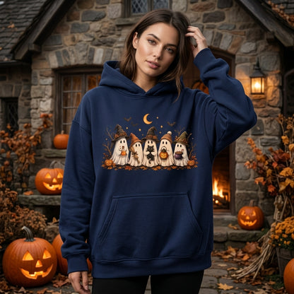 Cute Ghost Halloween Squad T-shirt Sweatshirt Hoodie – Spooky Autumn Gift for Her - mockup 2
