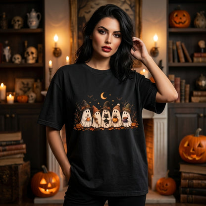 Cute Ghost Halloween Squad T-shirt Sweatshirt Hoodie – Spooky Autumn Gift for Her - mockup 3