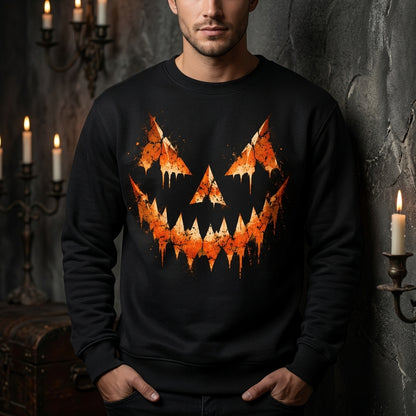 Spooky Dripping Jack-o'-lantern Face T-shirt Sweatshirt Hoodie – Halloween Graphic - mockup 1