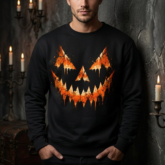 Spooky Dripping Jack-o'-lantern Face T-shirt Sweatshirt Hoodie – Halloween Graphic - mockup 1
