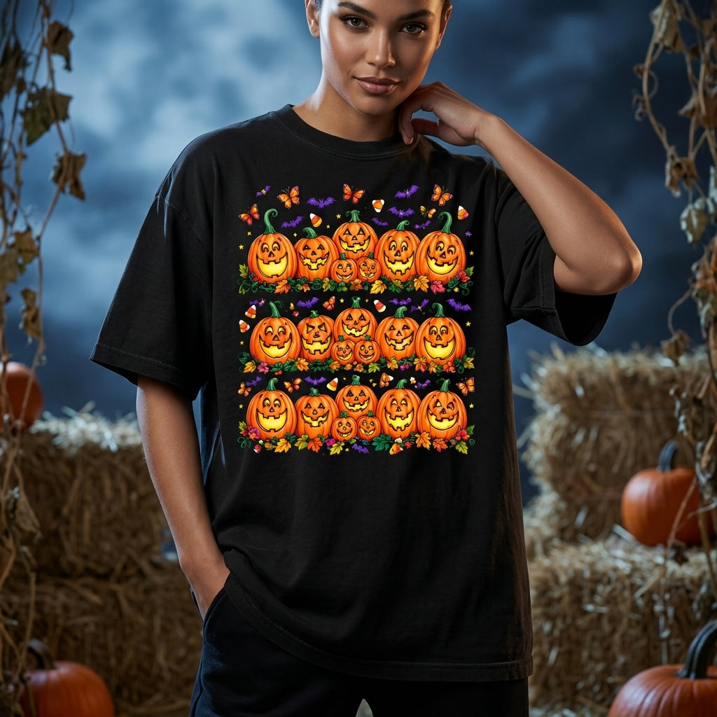 Jack O' Lantern Pumpkin Patch Halloween T-shirt Sweatshirt Hoodie – Festive Fall Top - mockup 3