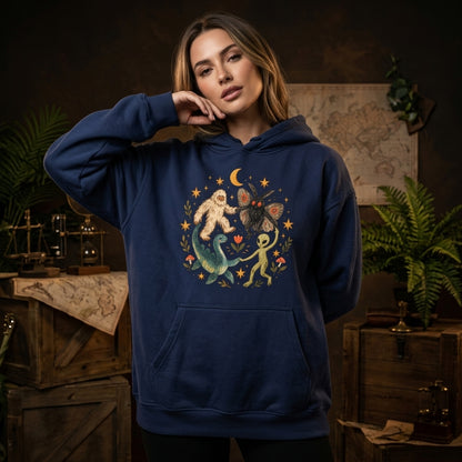 Dancing Cryptid Friends Whimsical T-shirt Sweatshirt Hoodie – Fun Paranormal Gift - mockup 2