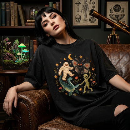 Dancing Cryptid Friends Whimsical T-shirt Sweatshirt Hoodie – Fun Paranormal Gift - mockup 3