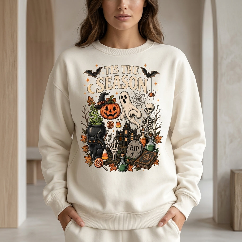 Vintage 'Tis The Season Halloween T-shirt Sweatshirt Hoodie – Retro Spooky Graphic - mockup 2