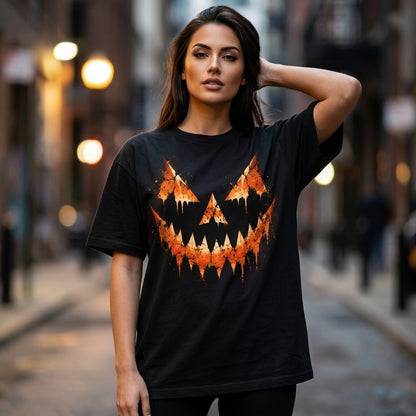 Grunge Jack O Lantern Halloween T-shirt Sweatshirt Hoodie – Spooky Pumpkin Face Fall Apparel - mockup 1