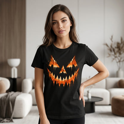 Grunge Jack O Lantern Halloween T-shirt Sweatshirt Hoodie – Spooky Pumpkin Face Fall Apparel - mockup 2