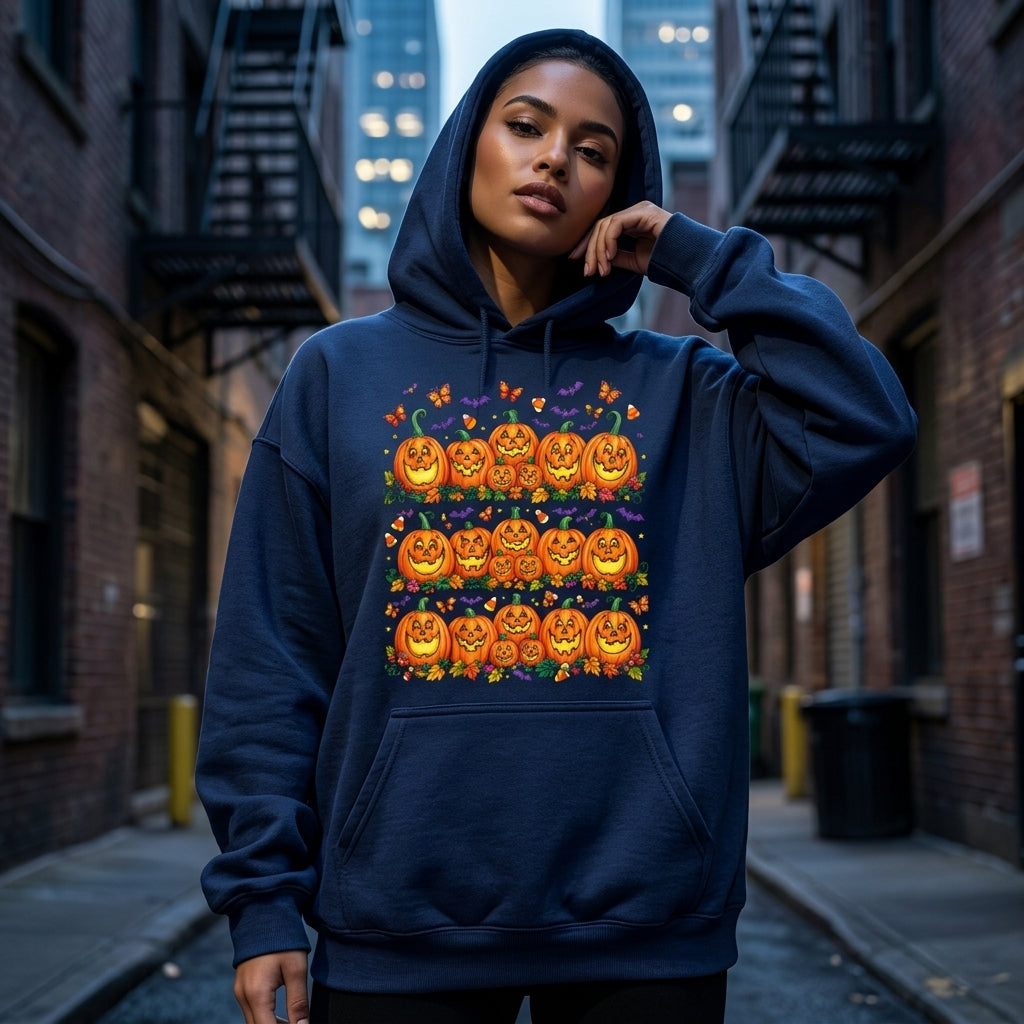 16 Halloween Pumpkin 90s Graphic T-shirt Sweatshirt Hoodie – Spooky Autumn Crewneck - mockup 3