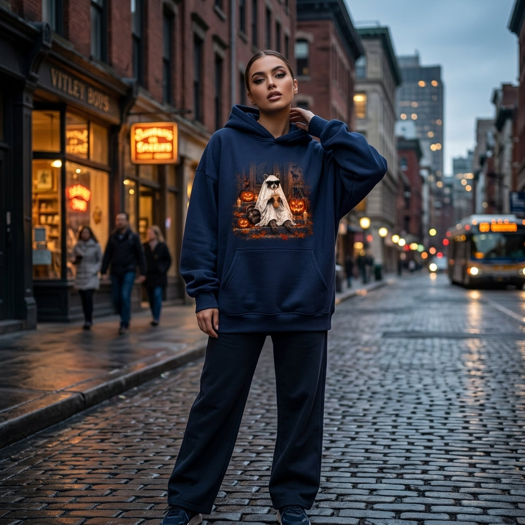 18 Ghost Raccoon Coffee Shirt Funny Halloween Iced Coffee T-shirt Sweatshirt Hoodie - mockup 3