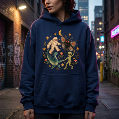 Dancing Cryptids Graphic Tee Bigfoot Mothman Alien T-shirt Sweatshirt Hoodie – Halloween Gift - mockup 3