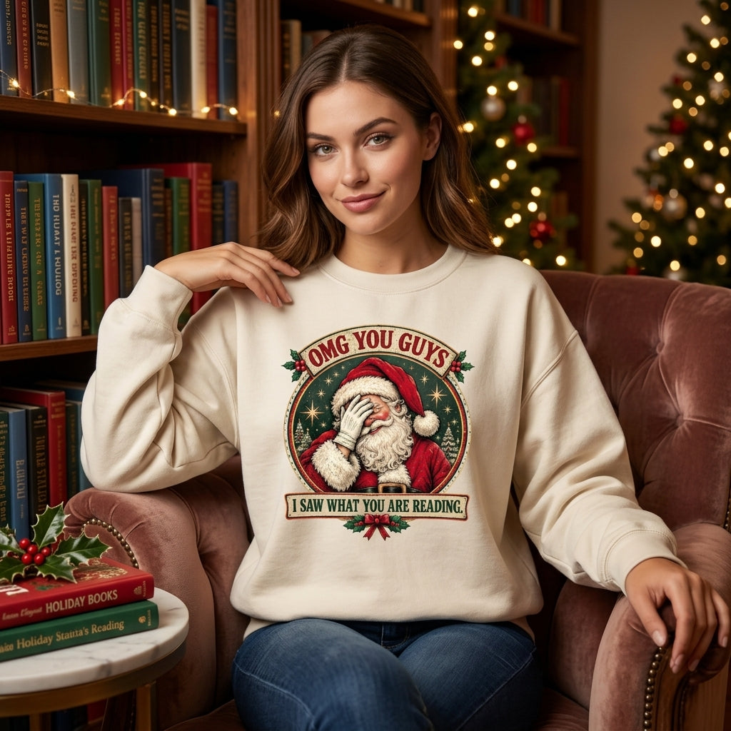 Funny Bookish Santa Facepalm T-shirt Sweatshirt Hoodie – Spicy Book Reader Gift - mockup 1