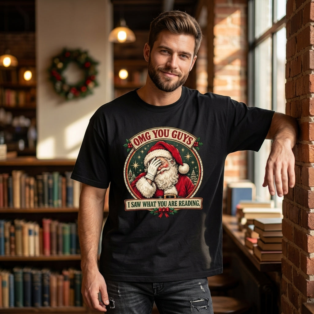 Funny Bookish Santa Facepalm T-shirt Sweatshirt Hoodie – Spicy Book Reader Gift - mockup 3