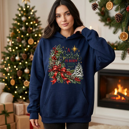 A Savior Is Born To Us Isaiah 9:6 Christian Christmas T-shirt Sweatshirt Hoodie - mockup 2