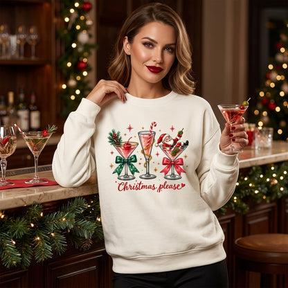 Christmas Cocktails Santa Drink T-shirt Sweatshirt Hoodie – Festive Holiday Party Apparel - mockup 1