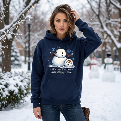 Funny Snowman Everything Is Fine T-shirt Sweatshirt Hoodie – Sarcastic Winter Gift - mockup 2