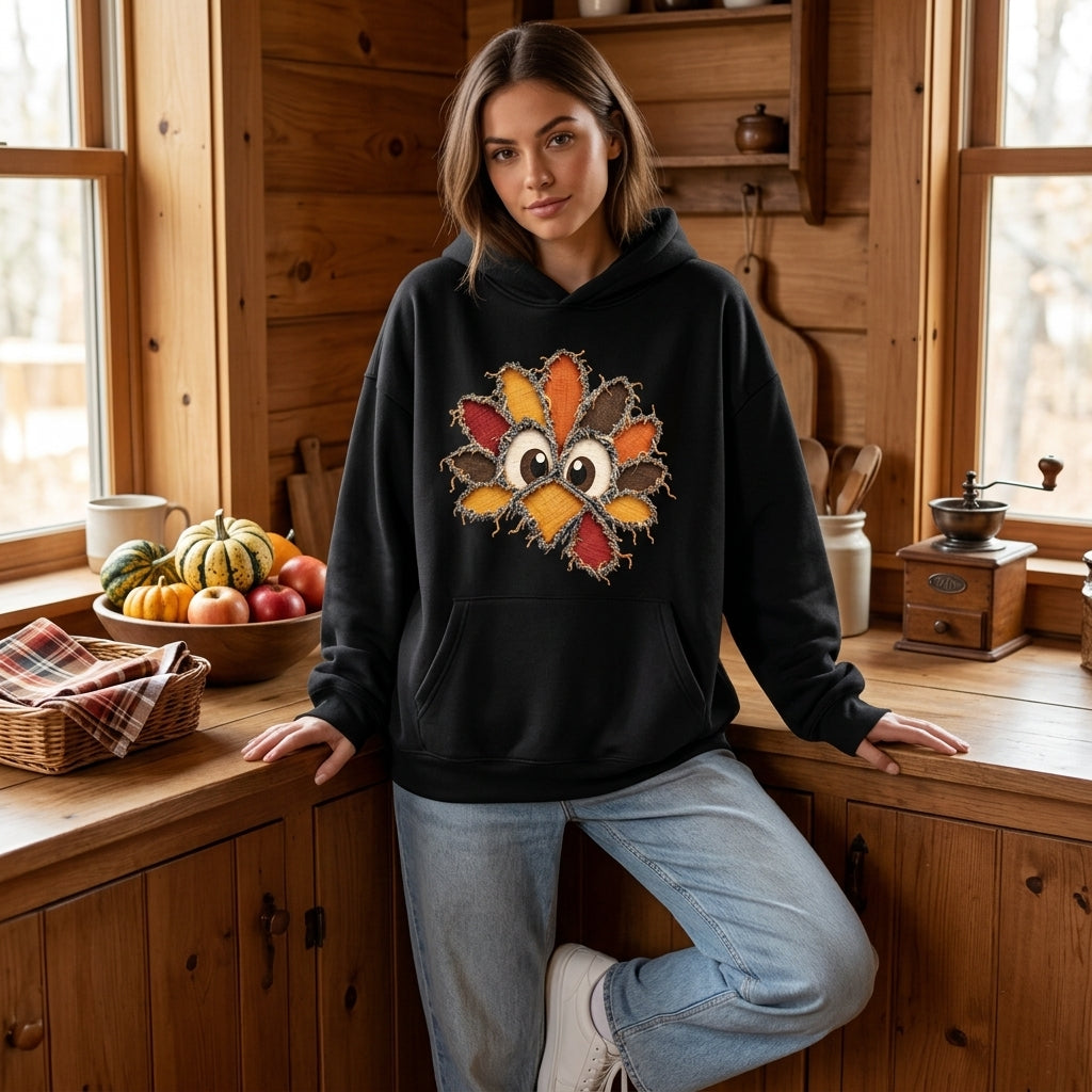 Faux Ripped Turkey Thanksgiving T-shirt Sweatshirt Hoodie – Funny Reverse Applique Tee - mockup 1