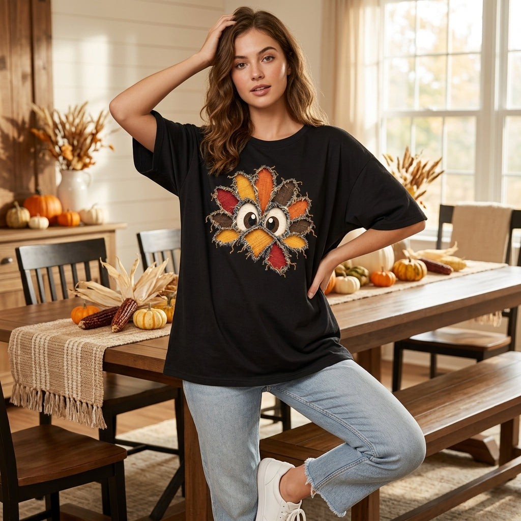 Faux Ripped Turkey Thanksgiving T-shirt Sweatshirt Hoodie – Funny Reverse Applique Tee - mockup 3