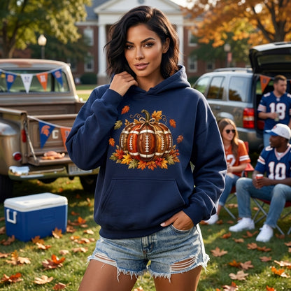 Football Pumpkin Graphic T-shirt Sweatshirt Hoodie – Fall Game Day Apparel - mockup 2