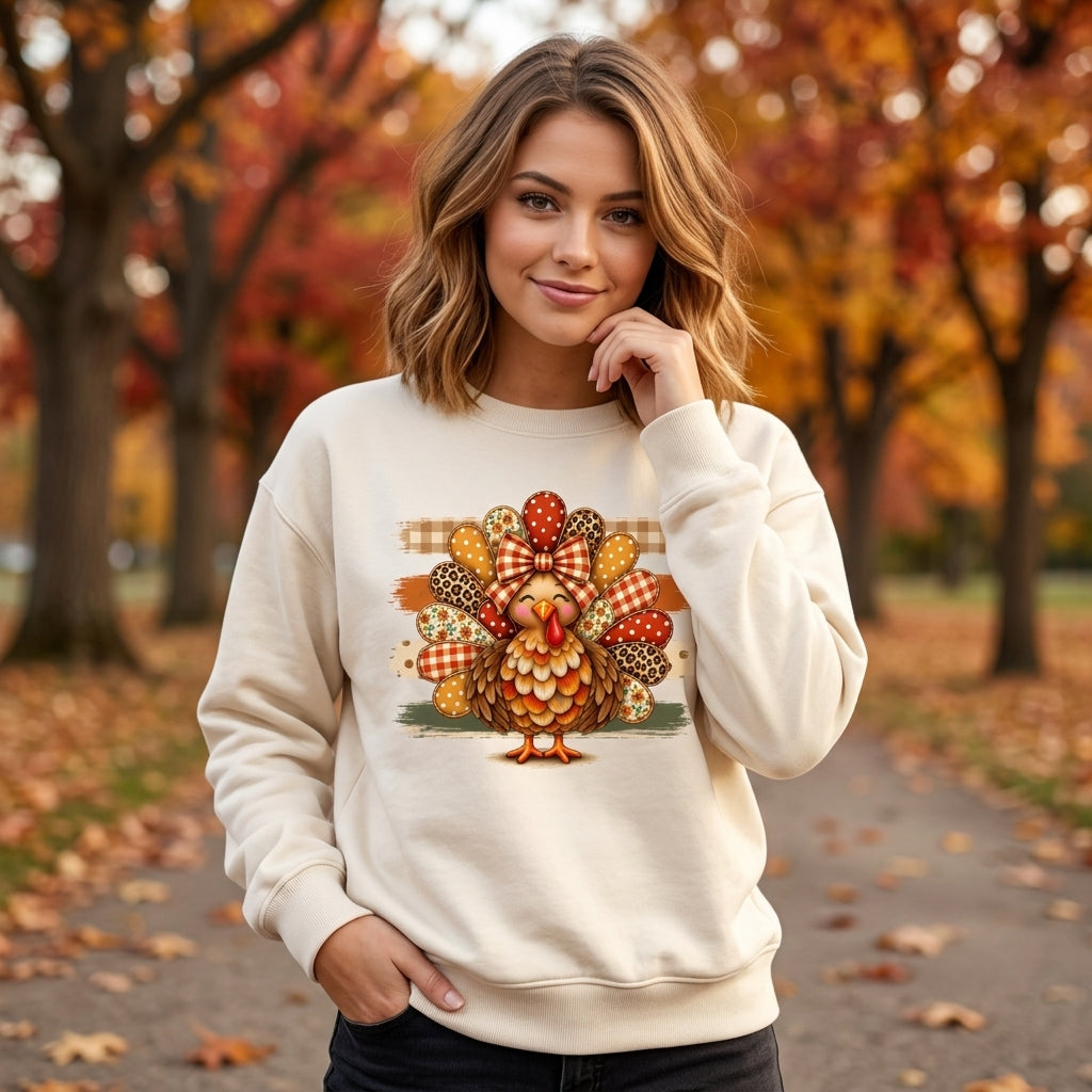 13 Preppy Thanksgiving Turkey T-shirt Sweatshirt Hoodie – Fall Animal Graphic Tee - mockup 1