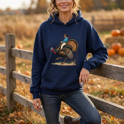 Cowboy Turkey Rodeo Graphic T-shirt Sweatshirt Hoodie – Funny Western Thanksgiving Gift - mockup 2