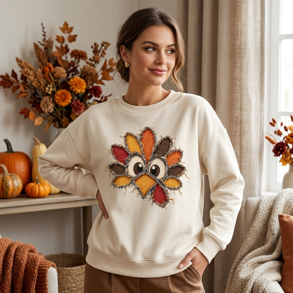 Faux Ripped Turkey Reverse Applique T-shirt Sweatshirt Hoodie – Funny Thanksgiving Tee - mockup 1