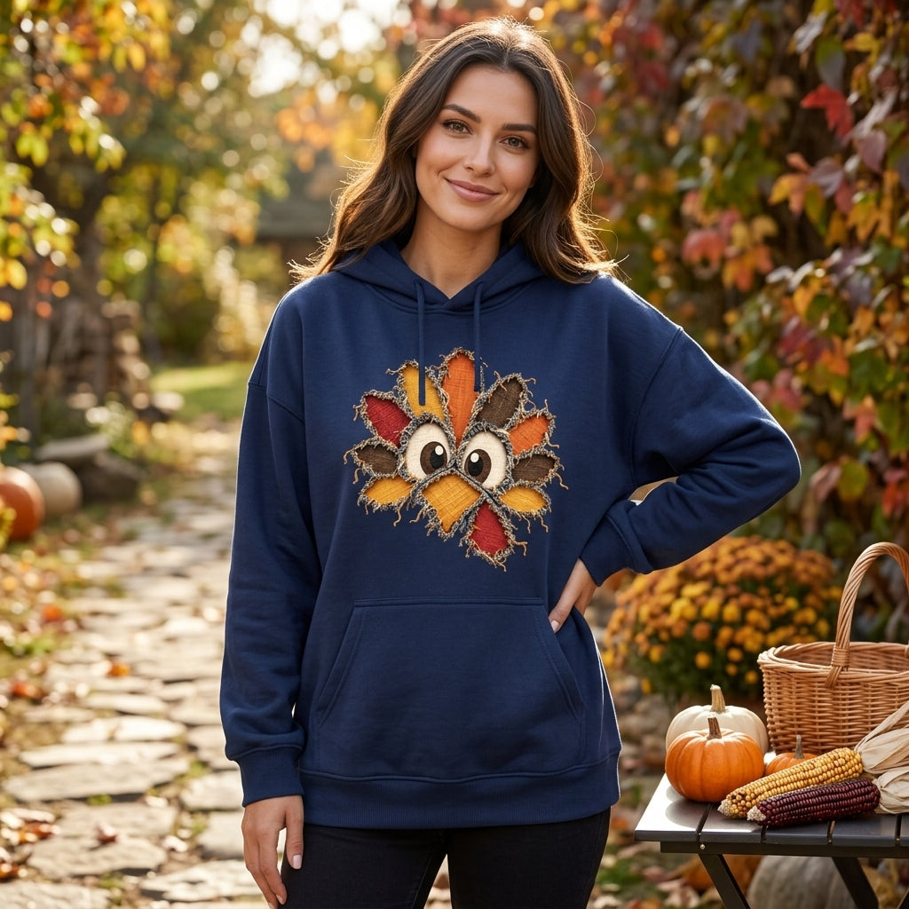 Faux Ripped Turkey Reverse Applique T-shirt Sweatshirt Hoodie – Funny Thanksgiving Tee - mockup 2