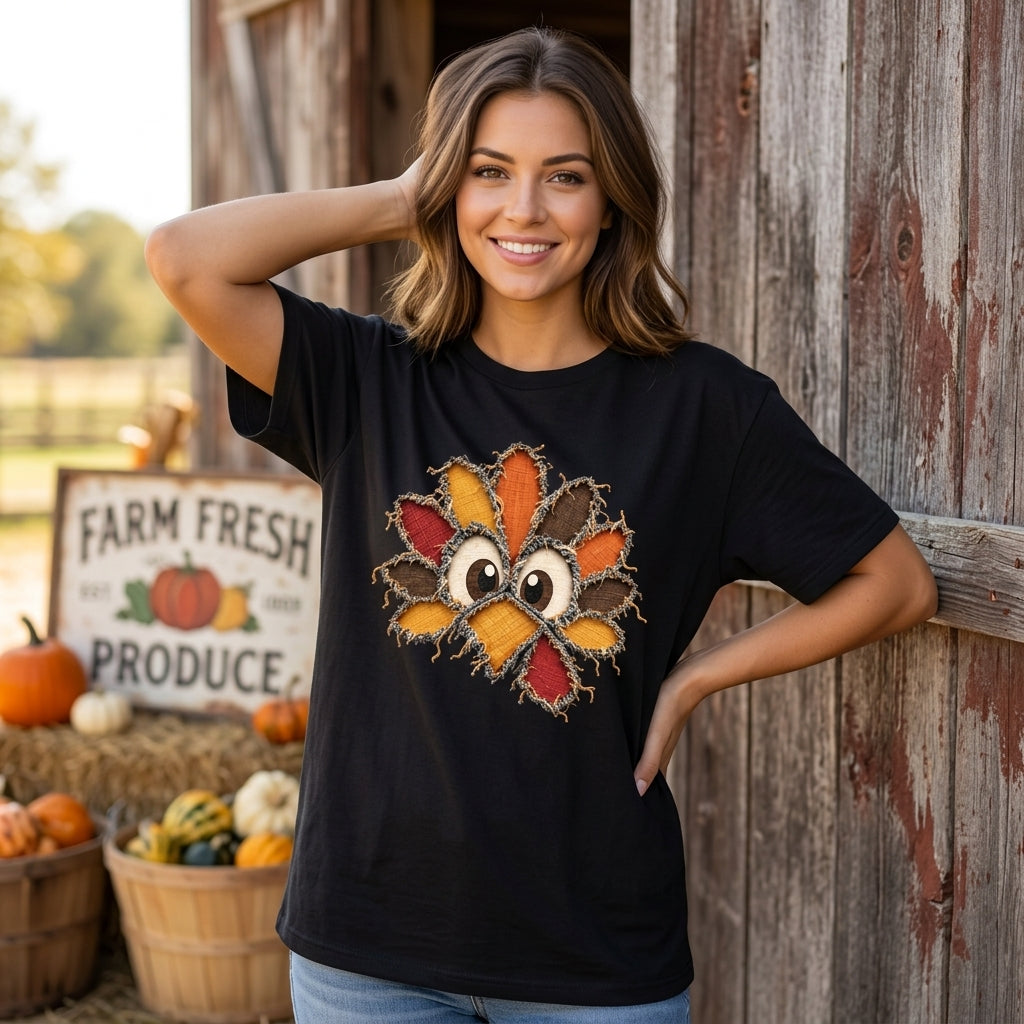 Faux Ripped Turkey Reverse Applique T-shirt Sweatshirt Hoodie – Funny Thanksgiving Tee - mockup 3