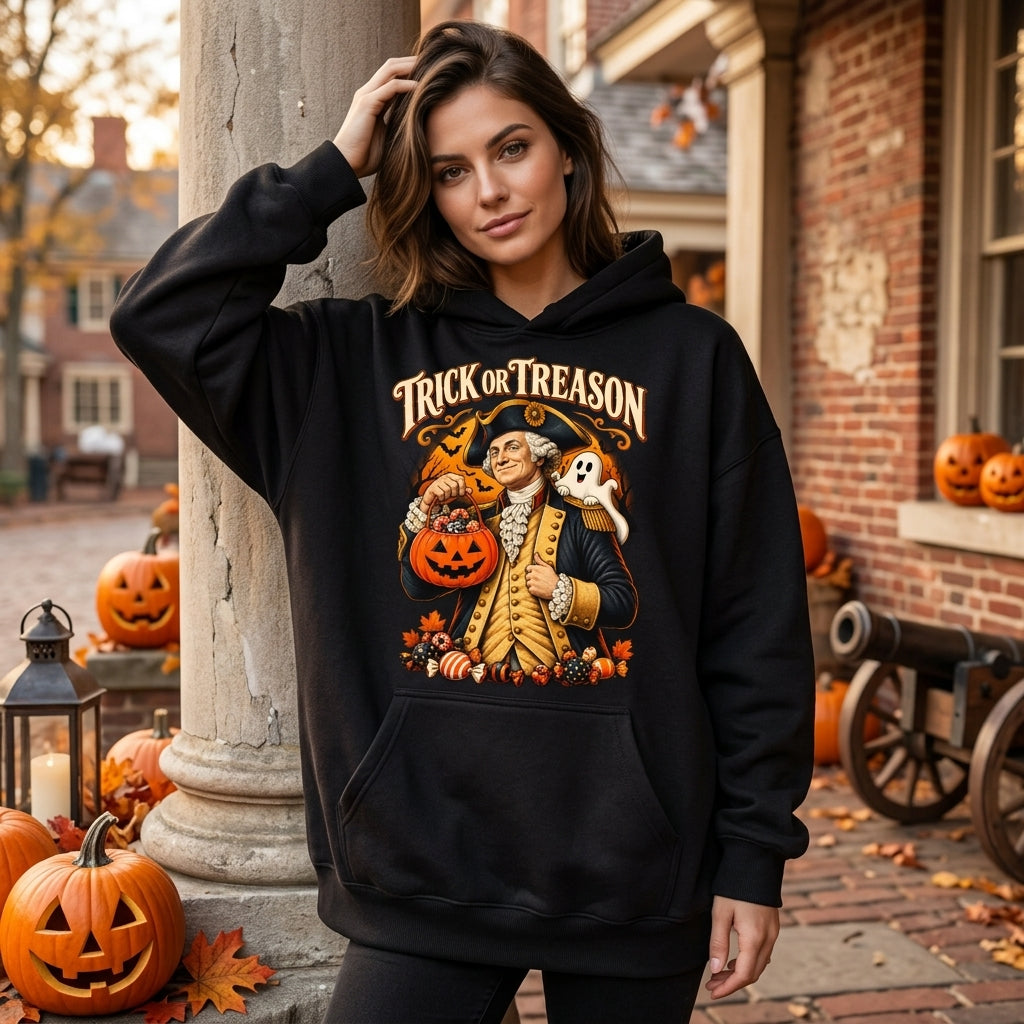 Trick Or Treason George Washington Patriotic Halloween T-shirt Sweatshirt Hoodie - mockup 1