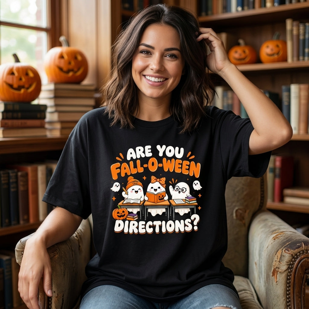 Are You Fall-O-ween Directions Halloween Teacher T-shirt Sweatshirt Hoodie - Spooky Classroom Gift - mockup 3