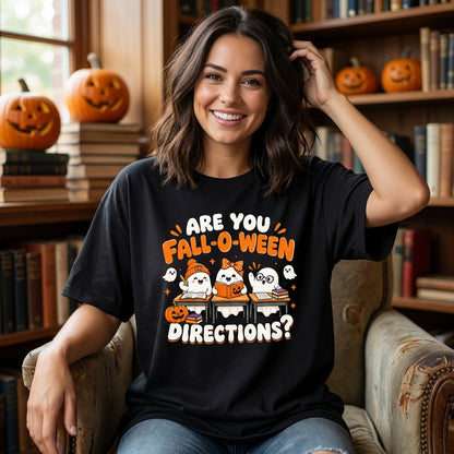 Are You Fall-O-ween Directions Halloween Teacher T-shirt Sweatshirt Hoodie - Spooky Classroom Gift - mockup 3