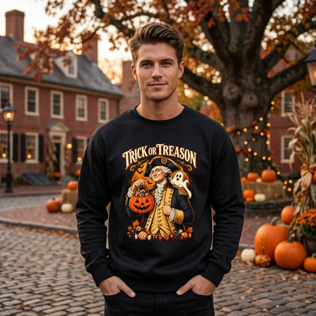 Trick Or Treason George Washington Patriotic Halloween T-Shirt Sweatshirt Hoodie - mockup 1