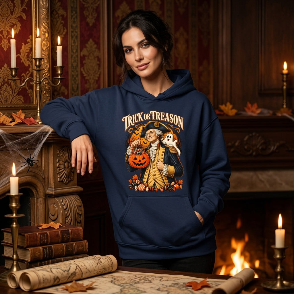 Trick Or Treason George Washington Patriotic Halloween T-Shirt Sweatshirt Hoodie - mockup 2