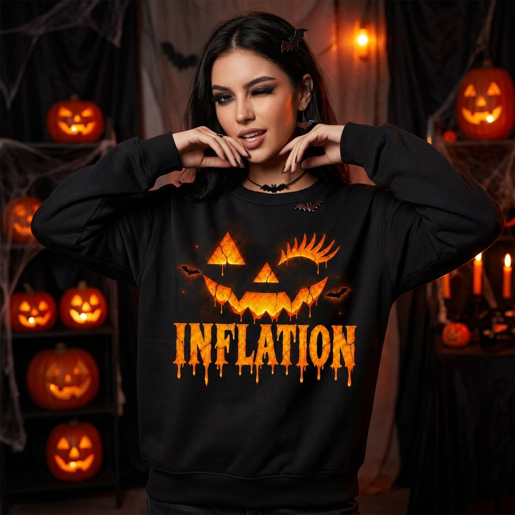 Due to Inflation This is My Funny Halloween Costume Pumpkin T-shirt Sweatshirt Hoodie - mockup 1