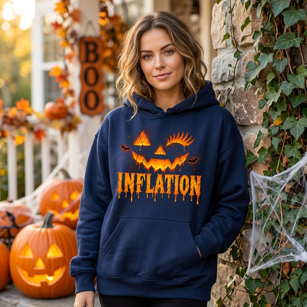 Due to Inflation This is My Funny Halloween Costume Pumpkin T-shirt Sweatshirt Hoodie - mockup 2