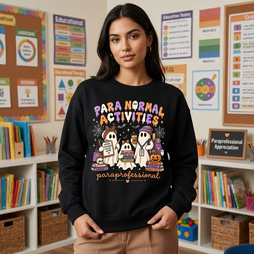 Paraprofessional Halloween Para Normal Activities T-shirt Sweatshirt Hoodie - Teacher Gift - mockup 1