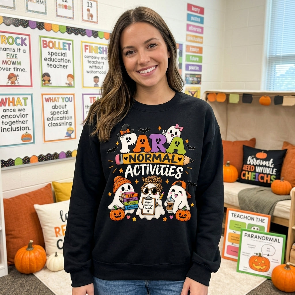 Para Normal Activities SPED Teacher Ghost T-shirt Sweatshirt Hoodie – Paraeducator Halloween Gift - mockup 1