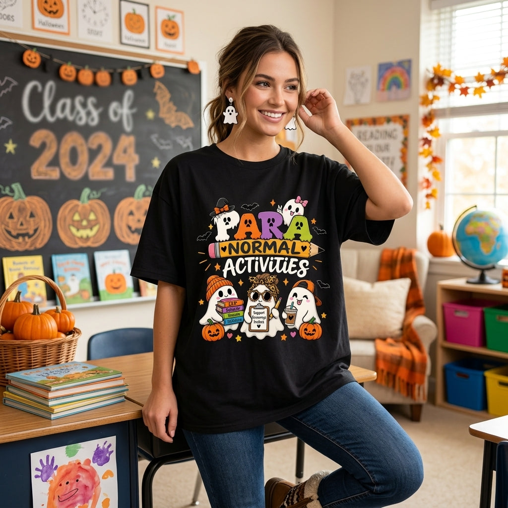 Para Normal Activities SPED Teacher Ghost T-shirt Sweatshirt Hoodie – Paraeducator Halloween Gift - mockup 3