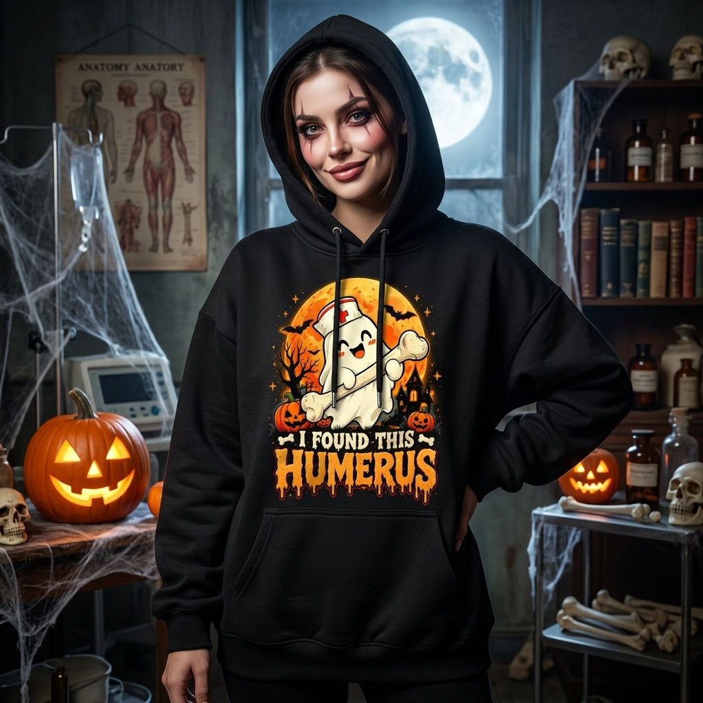 Funny Nurse Ghost I Found This Humerus T-shirt Sweatshirt Hoodie – Cute Halloween Healthcare Gift - mockup 1