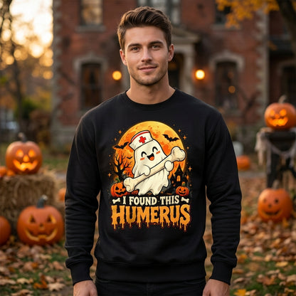 Funny Nurse Ghost I Found This Humerus T-shirt Sweatshirt Hoodie – Cute Halloween Healthcare Gift - mockup 2
