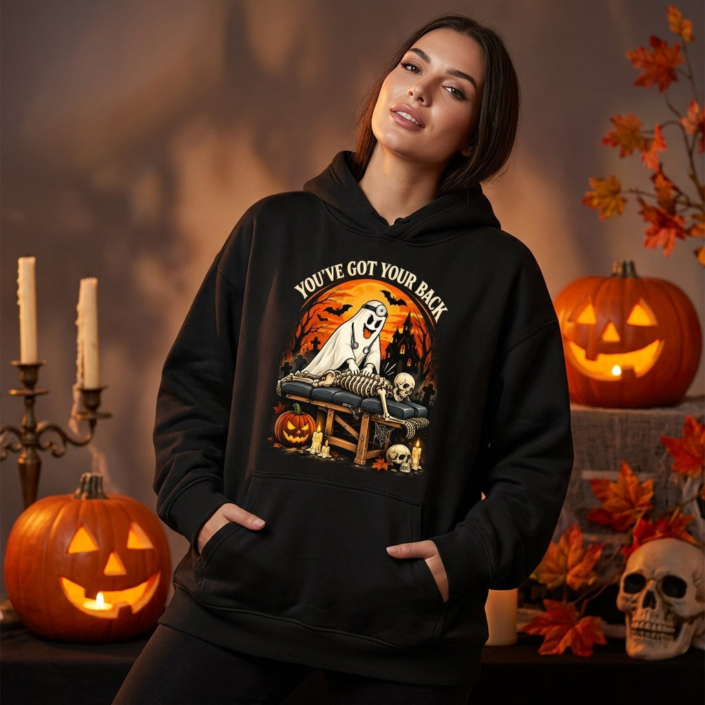 Ghost Chiropractor Halloween T-shirt Sweatshirt Hoodie - Funny Medical Professional Gift - mockup 1
