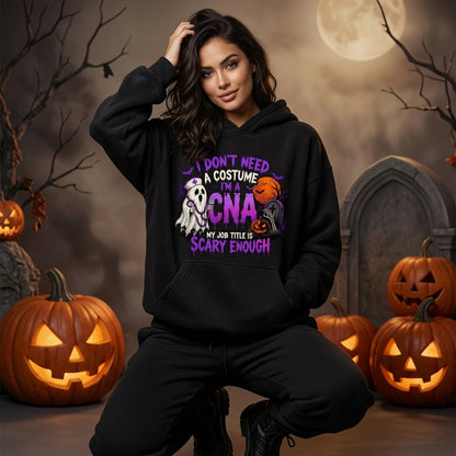 Funny CNA Halloween Ghost T-shirt Sweatshirt Hoodie – Nurse Assistant Gift - mockup 1