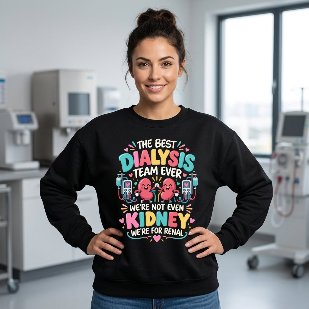 Best Dialysis Team Ever Funny Kidney Pun T-shirt Sweatshirt Hoodie – Renal Nurse Gift - mockup 1
